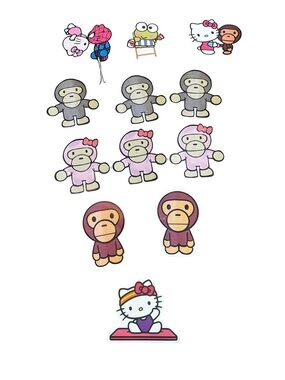 BAPE x Sanrio Baby Milo Hello Kitty Sticker Set